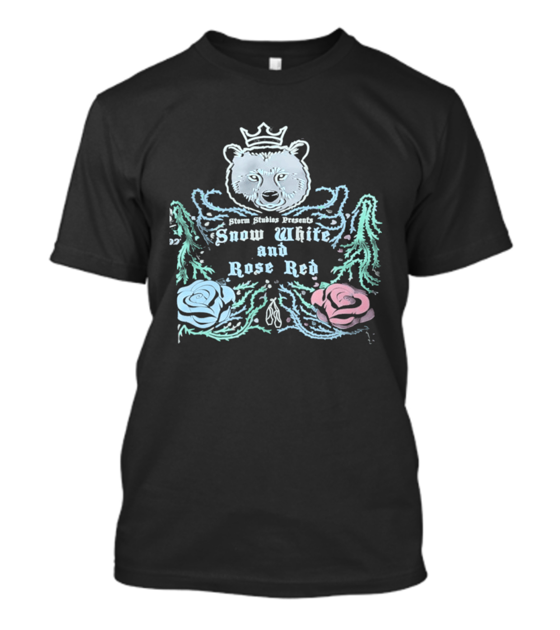 Storm Studios Presents Snow White And Rose Red Bear Crown Roses T-Shirt