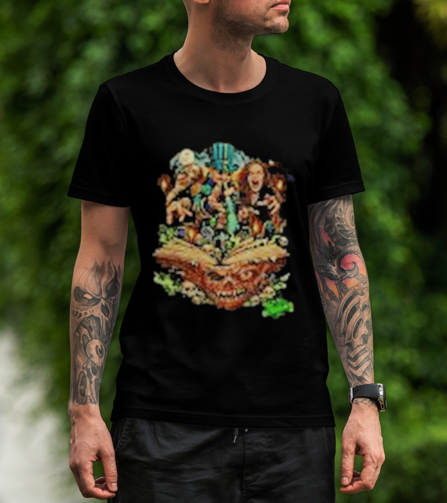 The Necronomicon Outbreak JCW Voodoo Graveyard Horror Skull Book T-Shirt