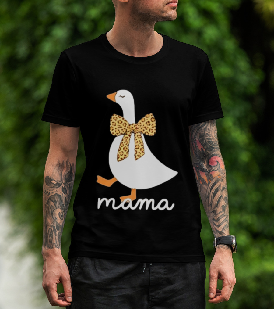 Leopard Bow Goose Mama Cute Animal Print T-Shirt