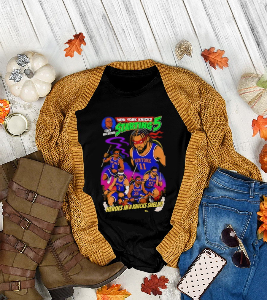 New York Knicks Starting 5 Heroes in a Knicks Shell T-Shirt