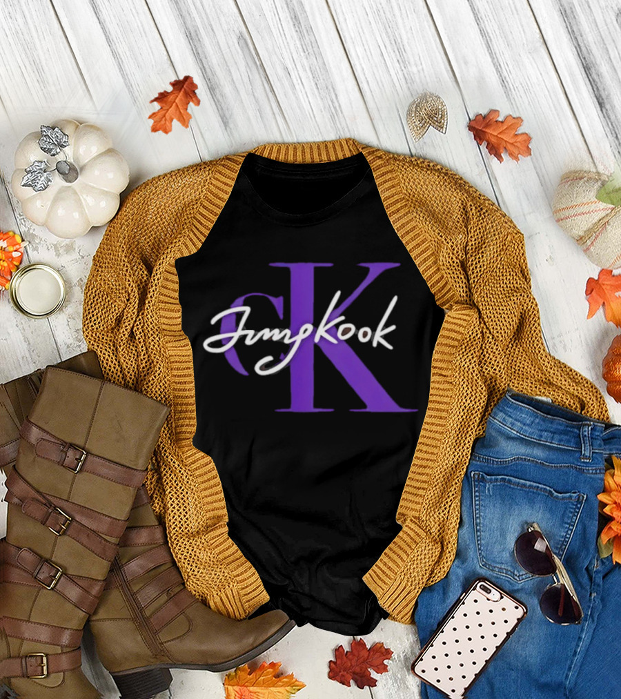 CK Jung Kook Purple Initials and Signature T-Shirt