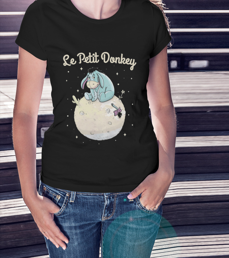 Le Petit Donkey Eeyore Sitting On Moon With Stars T-Shirt