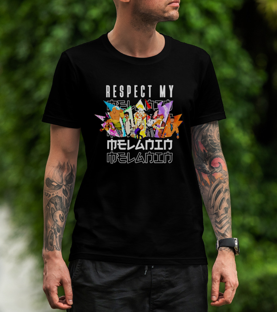 Respect My Melanin Anime Diverse Characters Ensemble T-Shirt
