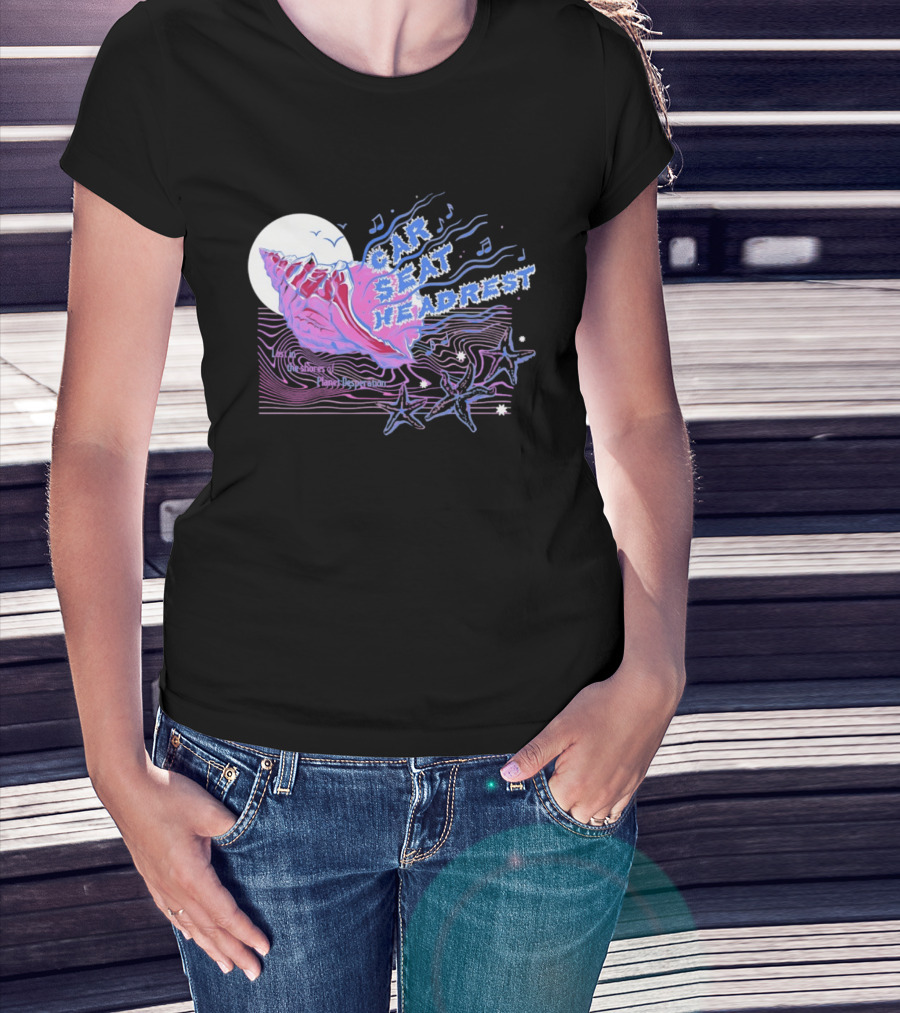 Seashell Car Seat Headrest Lost On The Shores Of Planet Desperation 2026 Moon And Stars Ocean Vibes T-Shirt