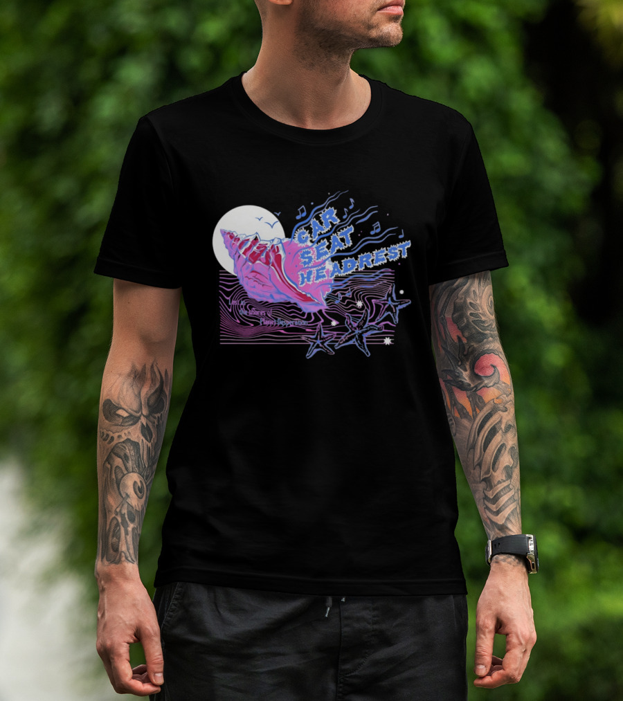 Seashell Car Seat Headrest Lost On The Shores Of Planet Desperation 2026 Moon And Stars Ocean Vibes T-Shirt