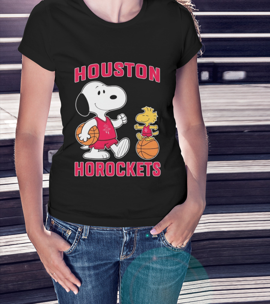 Snoopy Woodstock Houston Rockets Basketball Team T-Shirt