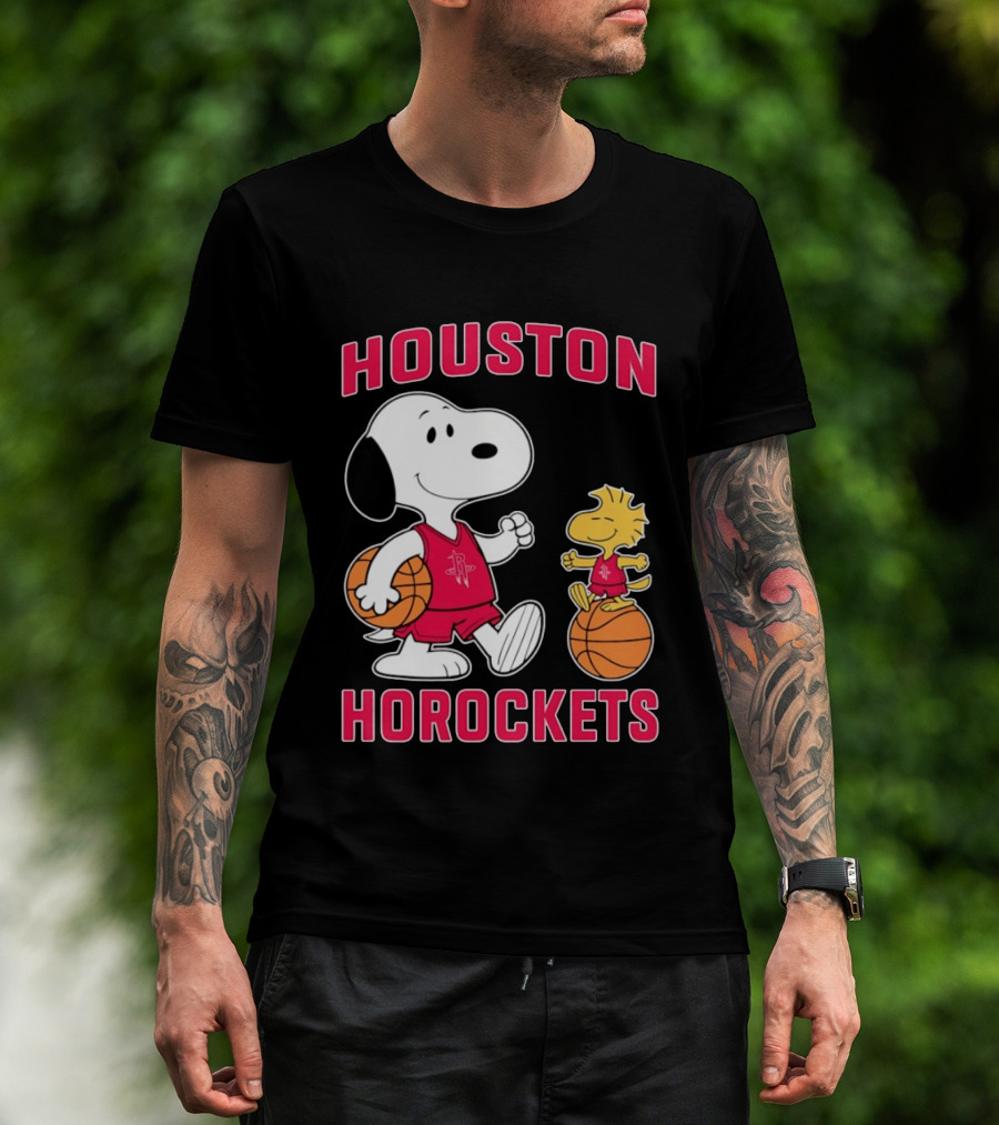 Snoopy Woodstock Houston Rockets Basketball Team T-Shirt