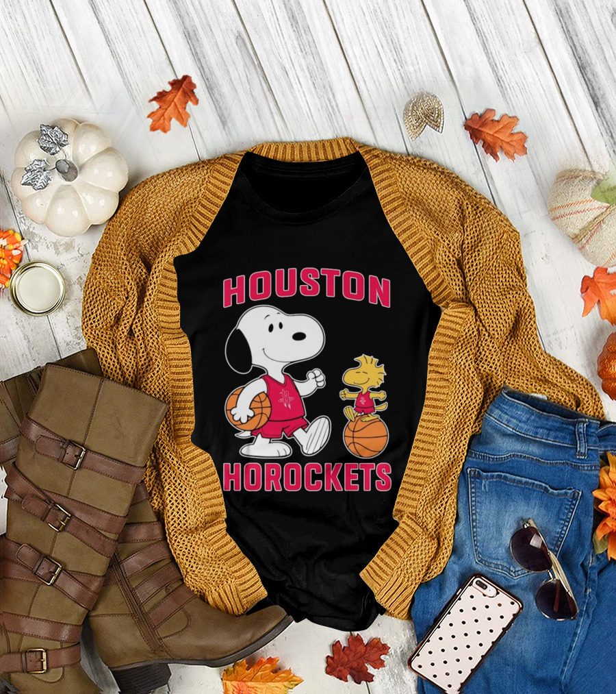 Snoopy Woodstock Houston Rockets Basketball Team T-Shirt