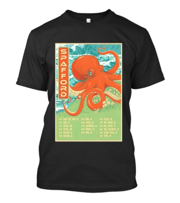 Spafford Fall Tour 2026 Octopus Illustration With Cities And Dates T-Shirt