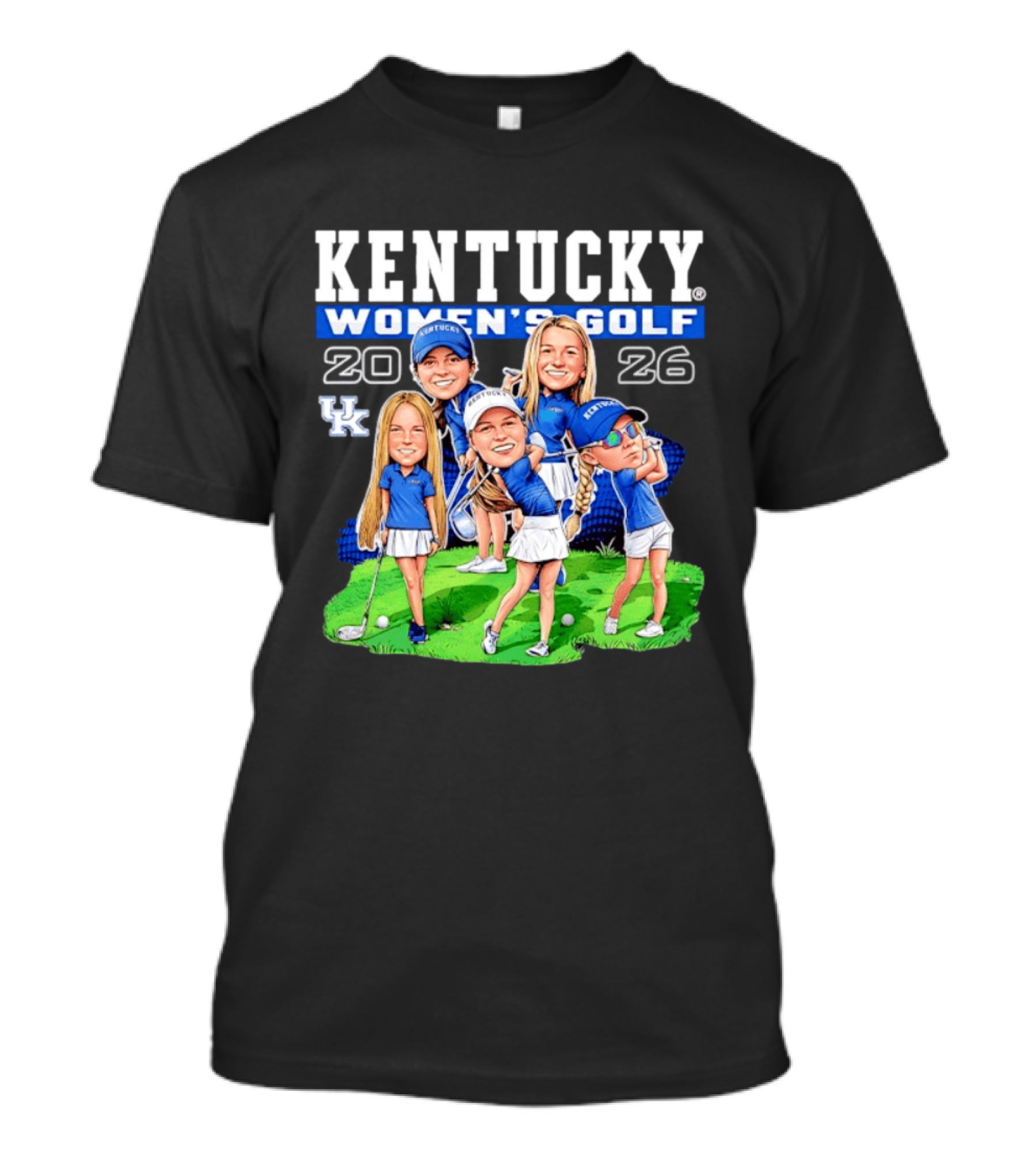 Kentucky Wildcats Women's Golf 2026 Caricature Team Players T-Shirt