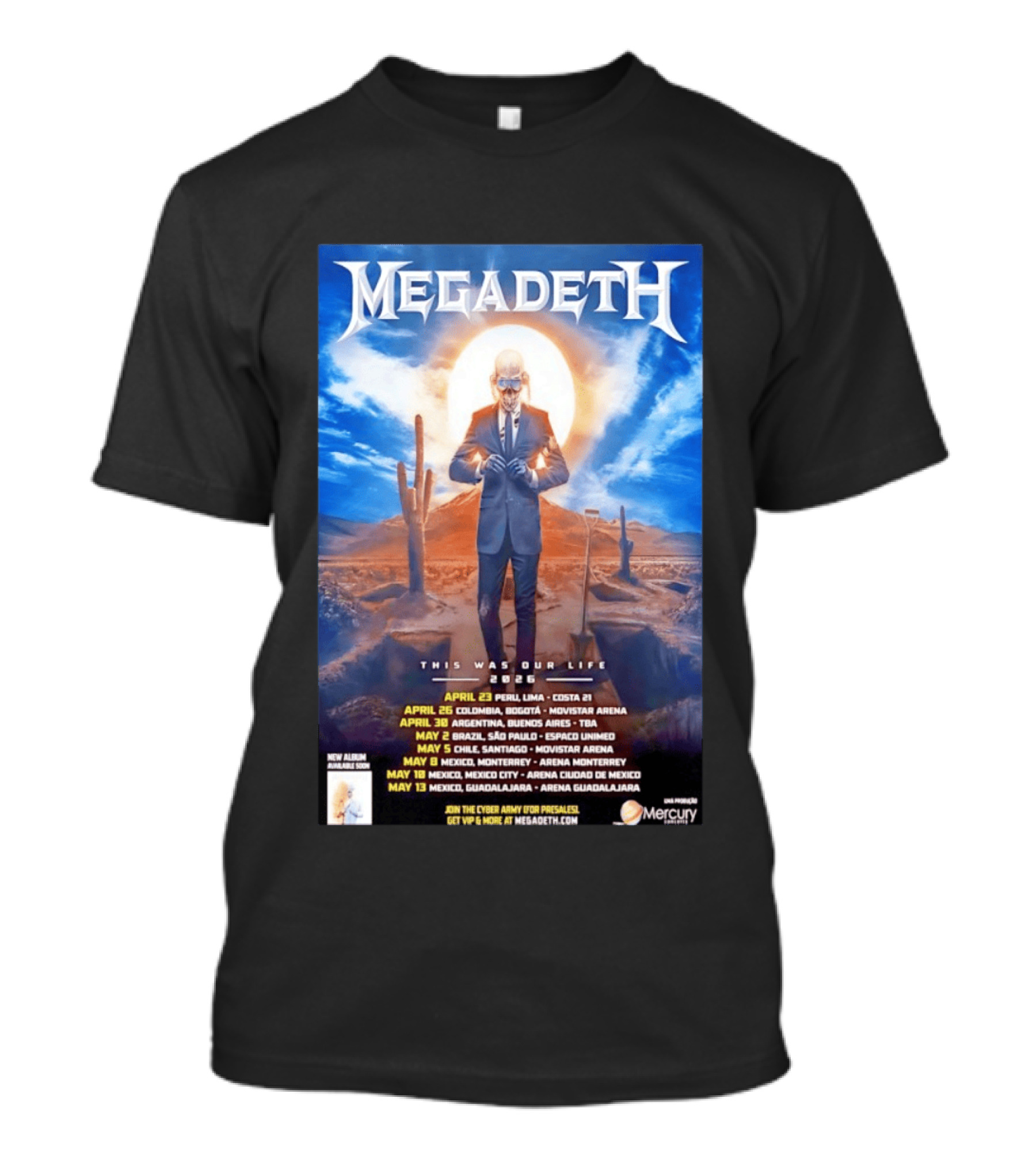 Megadeth 2026 This Was Our Life Tour Mexico Peru Colombia Argentina Chile Dates T-Shirt