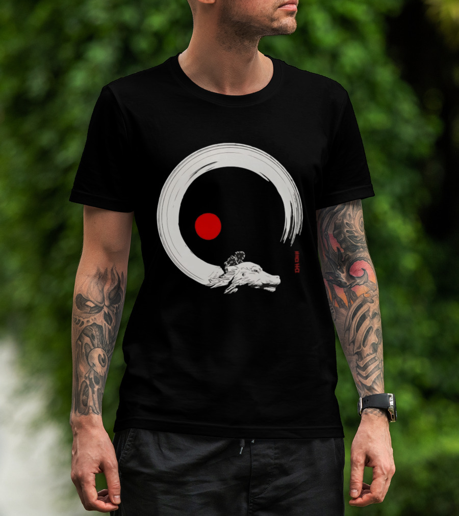 Never Ending Inks Atreyu Falkor The Neverending Story Japanese Enso Circle Red Dot T-Shirt