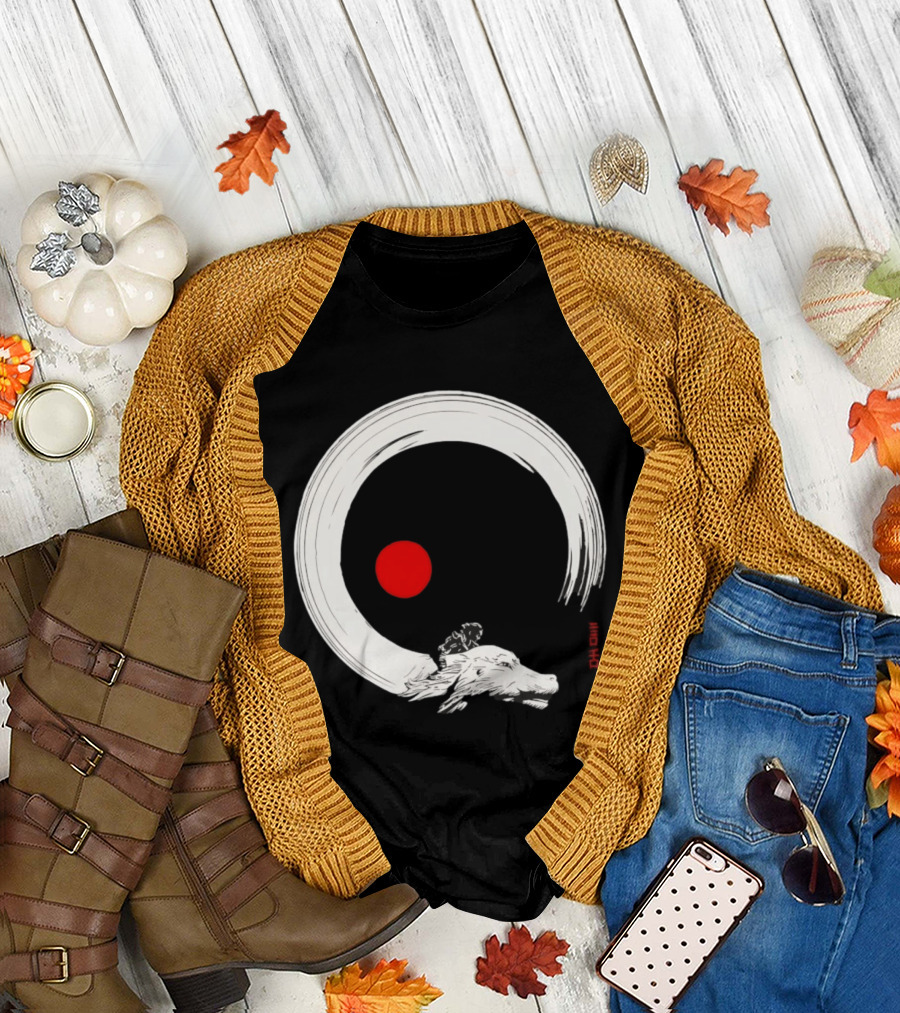 Never Ending Inks Atreyu Falkor The Neverending Story Japanese Enso Circle Red Dot T-Shirt
