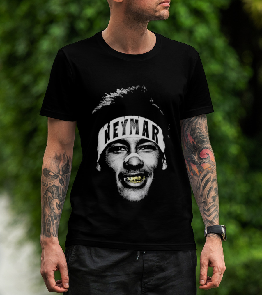 Neymar Headband Gold Grill Black And White T-Shirt