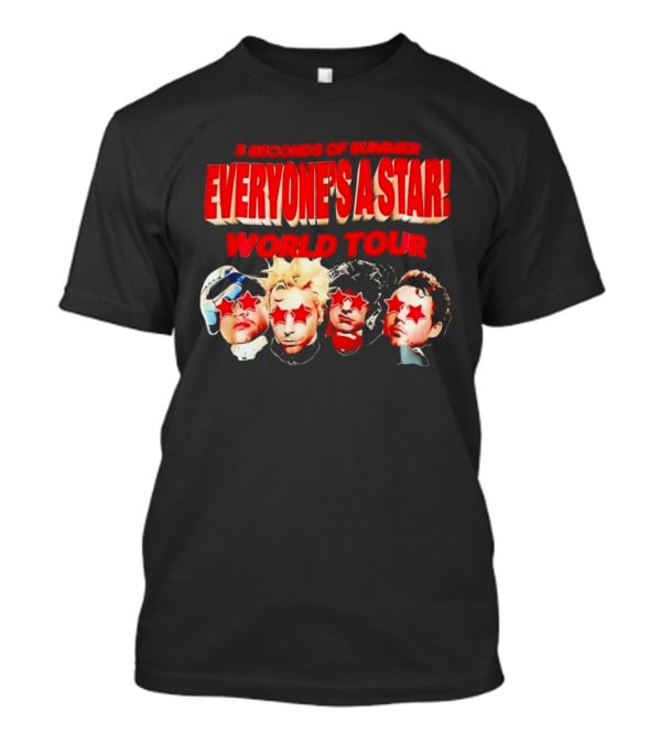 5 Seconds Of Summer Everyone's A Star World Tour Red Star Faces T-Shirt