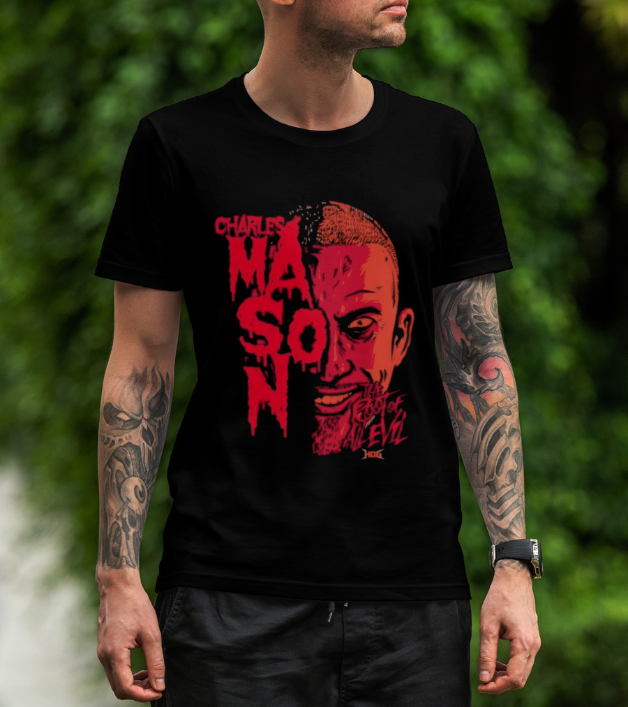 Charles Mason The Root Of All Evil Red Face T-Shirt