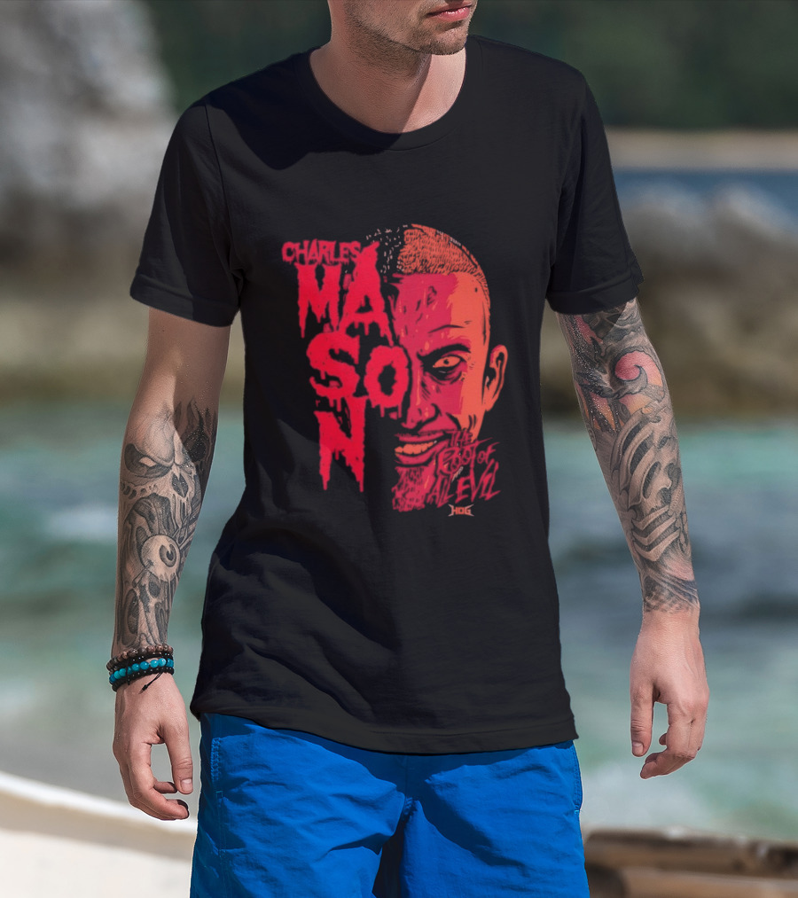 Charles Mason The Root Of All Evil Red Face T-Shirt