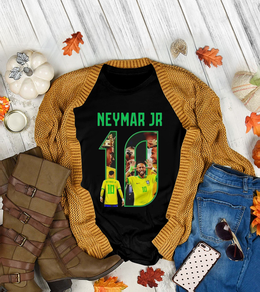 Neymar Jr 10 Brazil Soccer Iconic Celebration Images T-Shirt