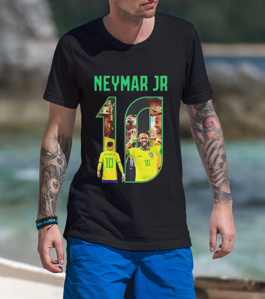 Neymar Jr 10 Brazil Soccer Iconic Celebration Images T-Shirt