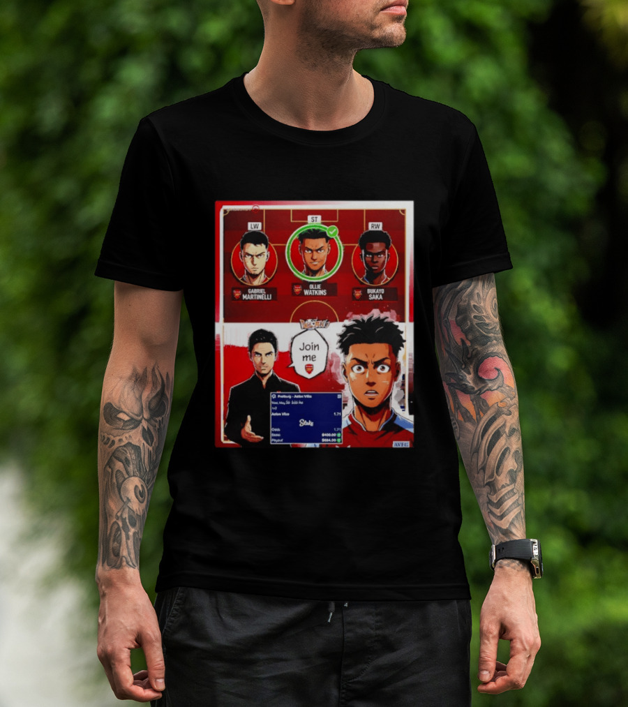Gabriel Martinelli Ollie Watkins Bukayo Saka Join Me Arsenal Team Anime T-Shirt