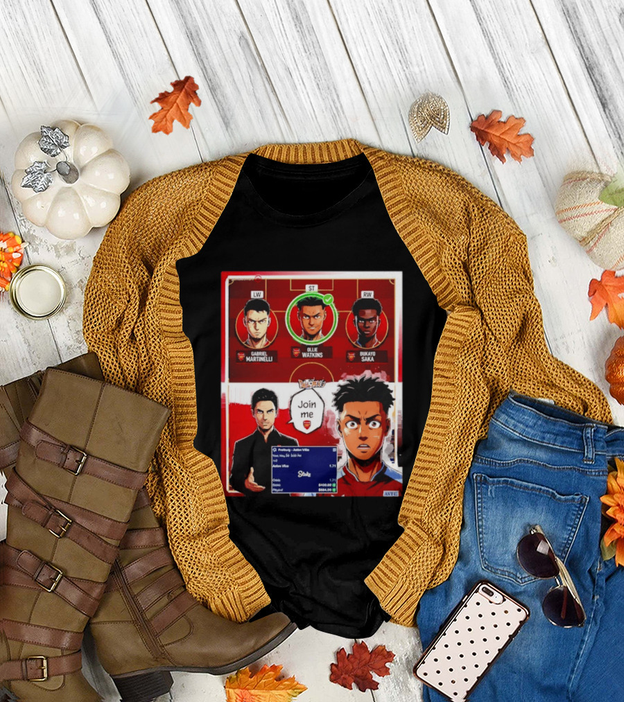 Gabriel Martinelli Ollie Watkins Bukayo Saka Join Me Arsenal Team Anime T-Shirt