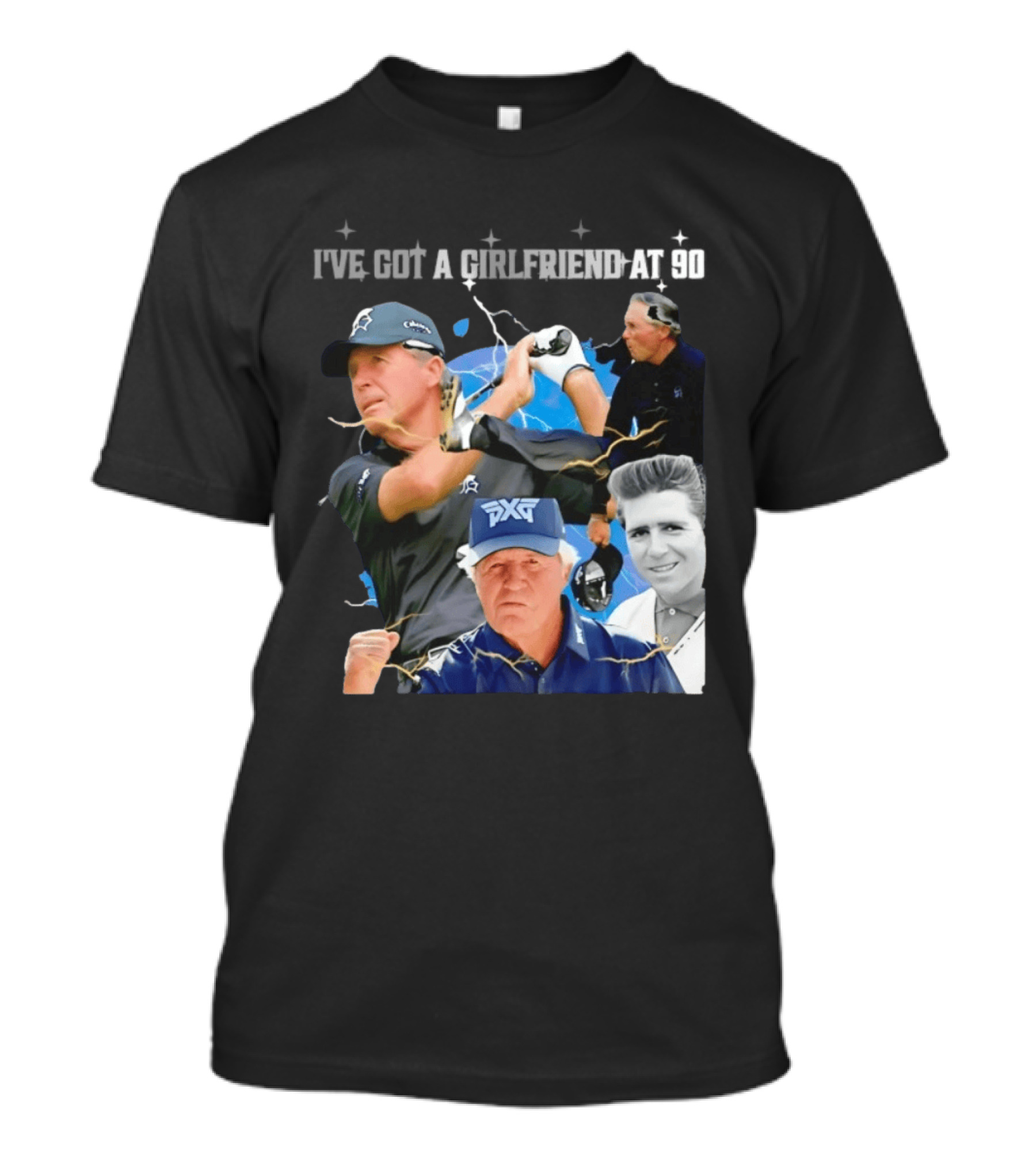 Gary Player I've Got A Girlfriend At 90 Golf Legend Photomontage T-Shirt