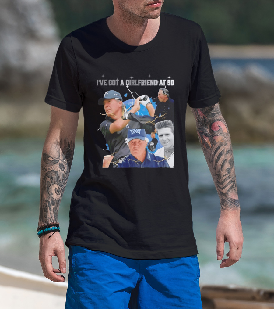 Gary Player I've Got A Girlfriend At 90 Golf Legend Photomontage T-Shirt