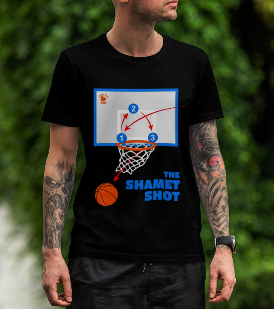 Knicks Fan School The Shamet Shot Diagram New York Knicks T-Shirt