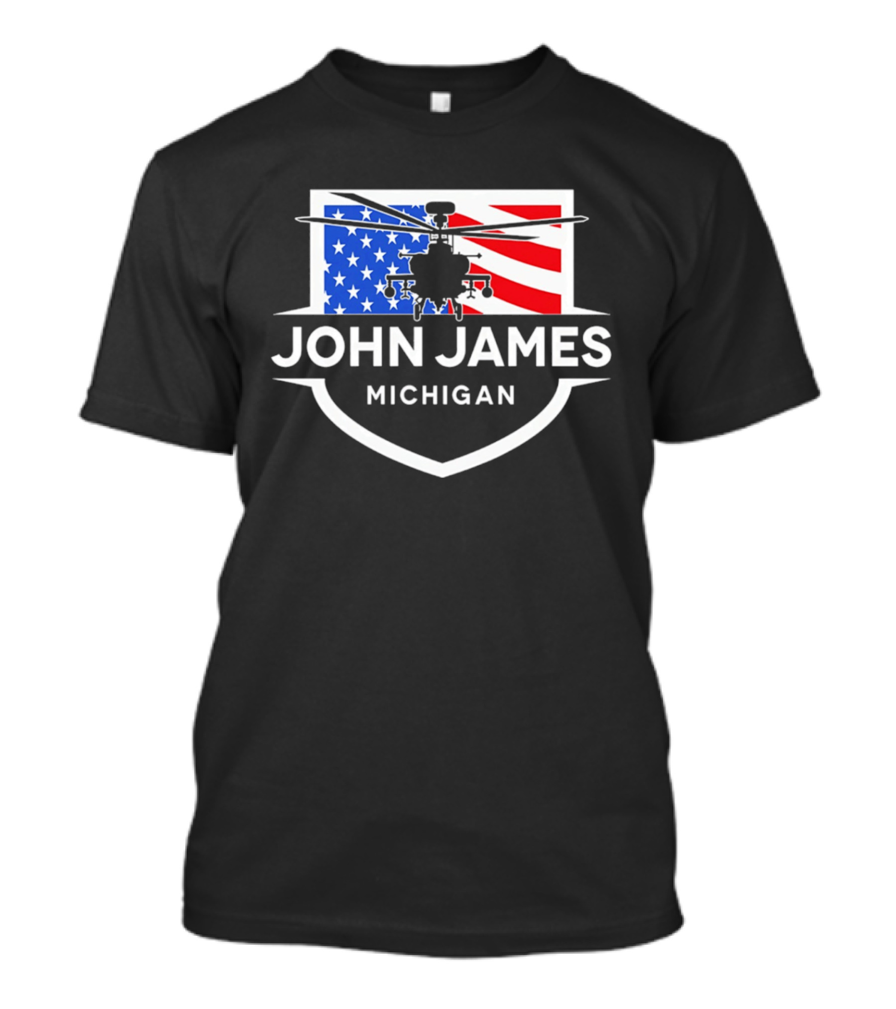 John James Michigan American Flag Helicopter T-Shirt