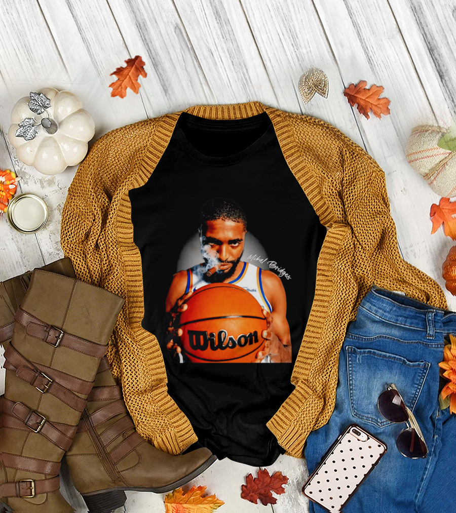 Mikal Bridges Smoking Cigar New York Knicks Wilson Basketball T-Shirt