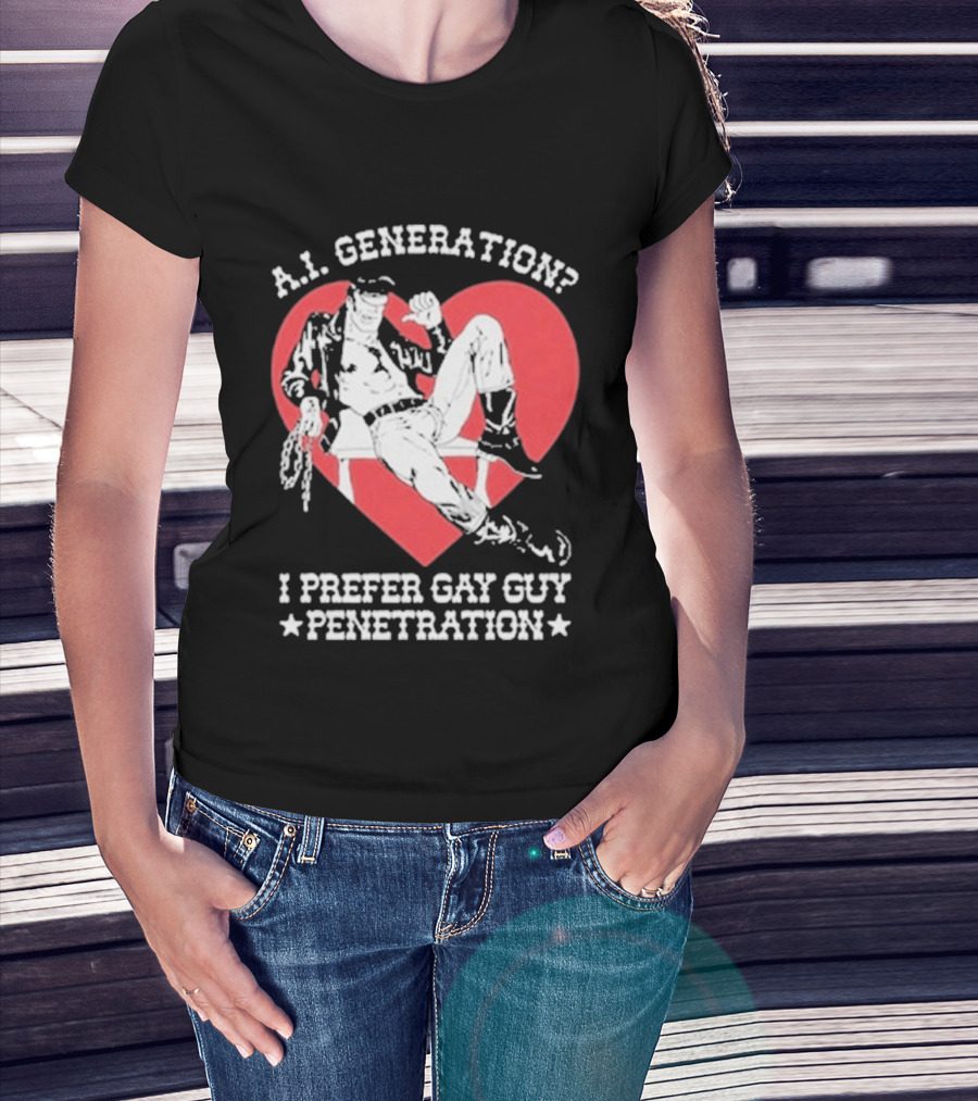 A.I. Generation I Prefer Gay Guy Penetration Heart T-Shirt