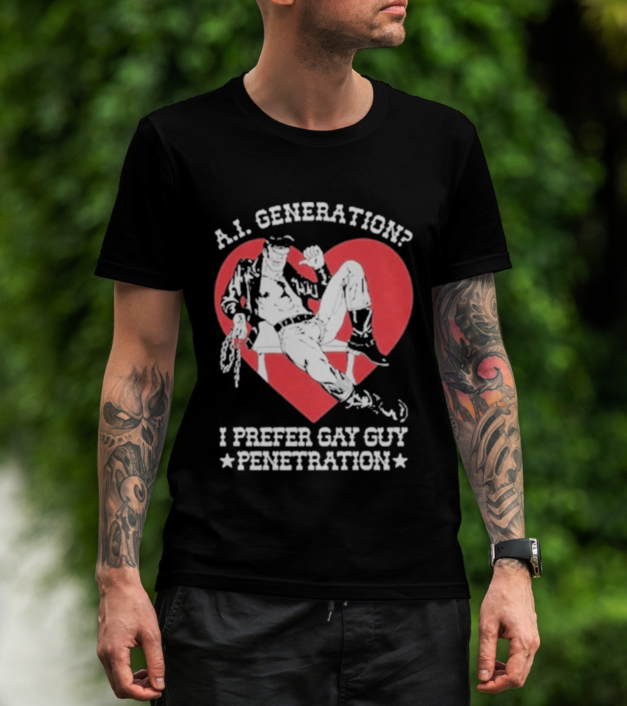 A.I. Generation I Prefer Gay Guy Penetration Heart T-Shirt