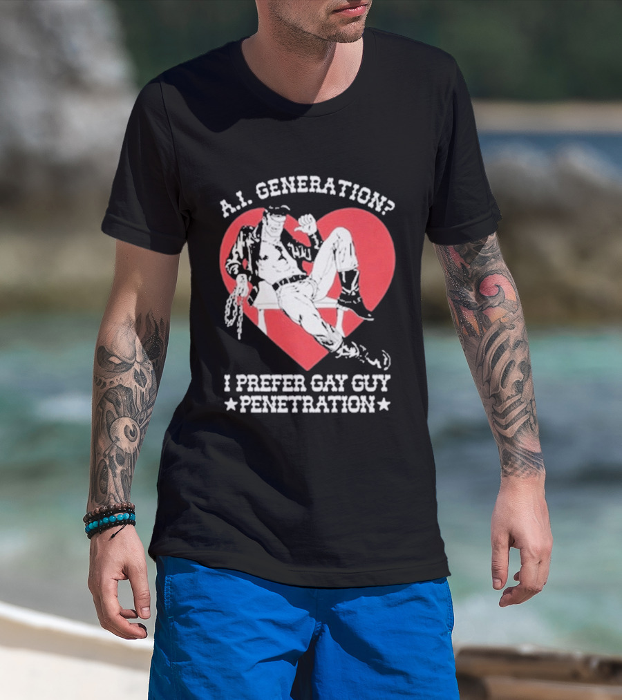 A.I. Generation I Prefer Gay Guy Penetration Heart T-Shirt