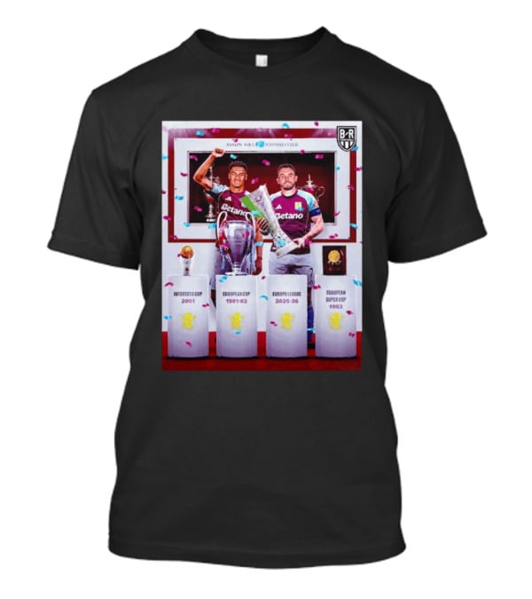 Aston Villa Football Club Europa League 2025 26 European Cup Winners T-Shirt