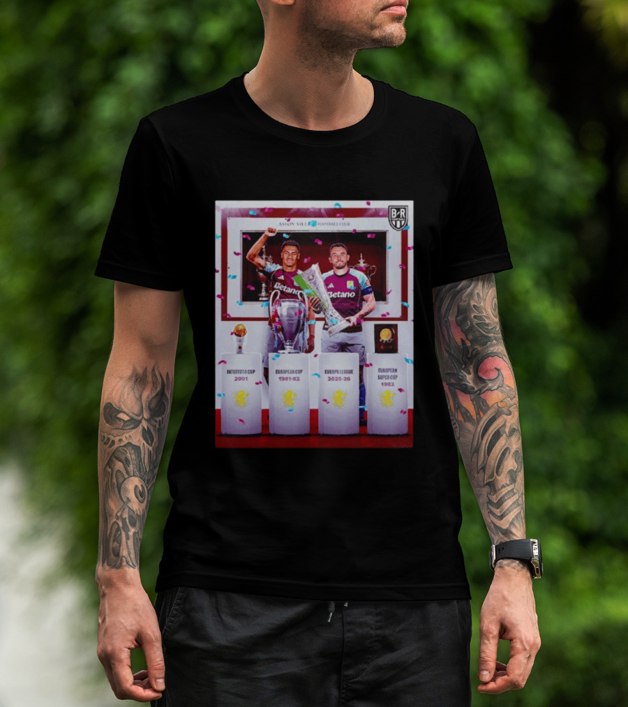 Aston Villa Football Club Europa League 2025 26 European Cup Winners T-Shirt