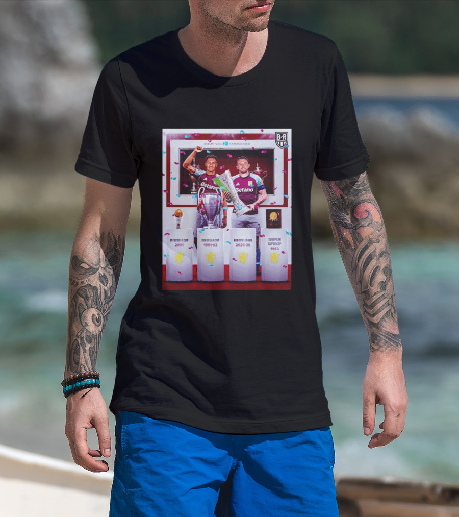 Aston Villa Football Club Europa League 2025 26 European Cup Winners T-Shirt