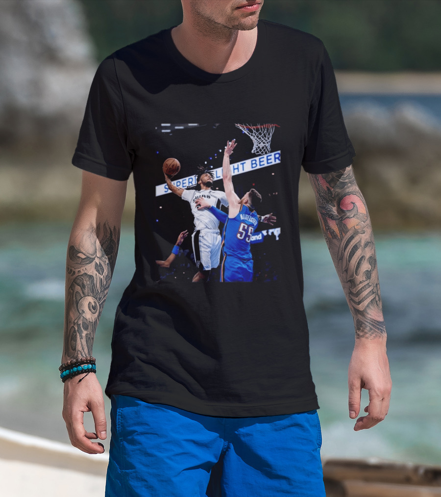 Spurs Dunk Over Hartenstein NBA Basketball Action T-Shirt