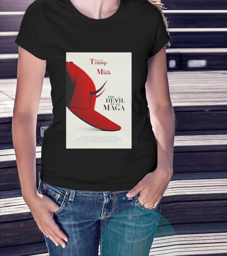 Donald Trump Elon Musk The Devil Wears MAGA Hat With Horns T-Shirt