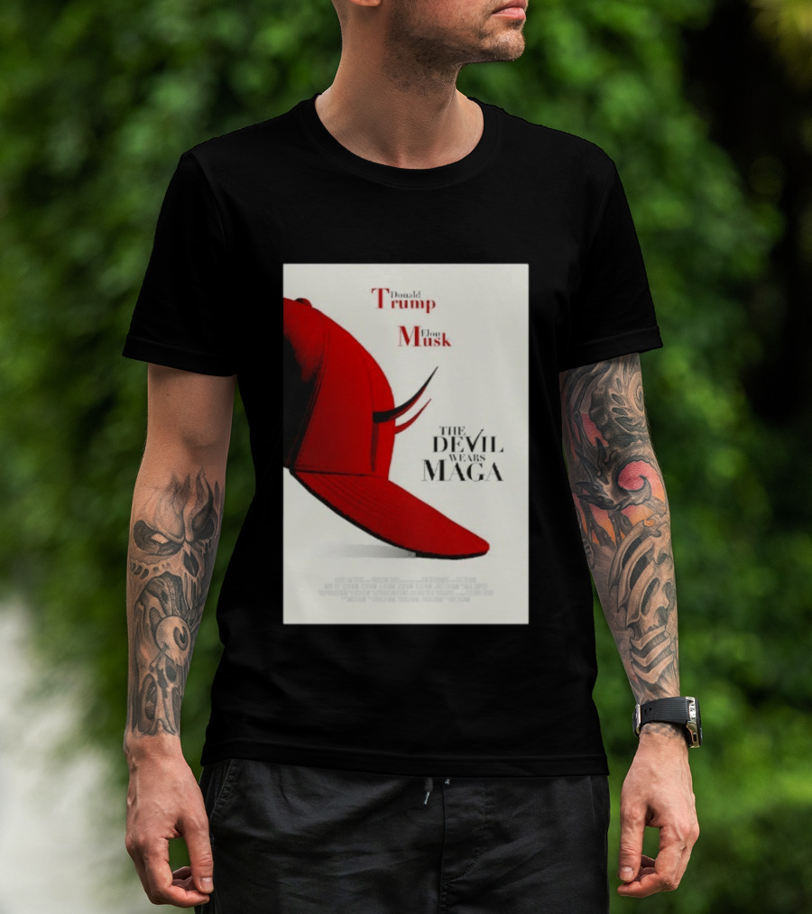 Donald Trump Elon Musk The Devil Wears MAGA Hat With Horns T-Shirt