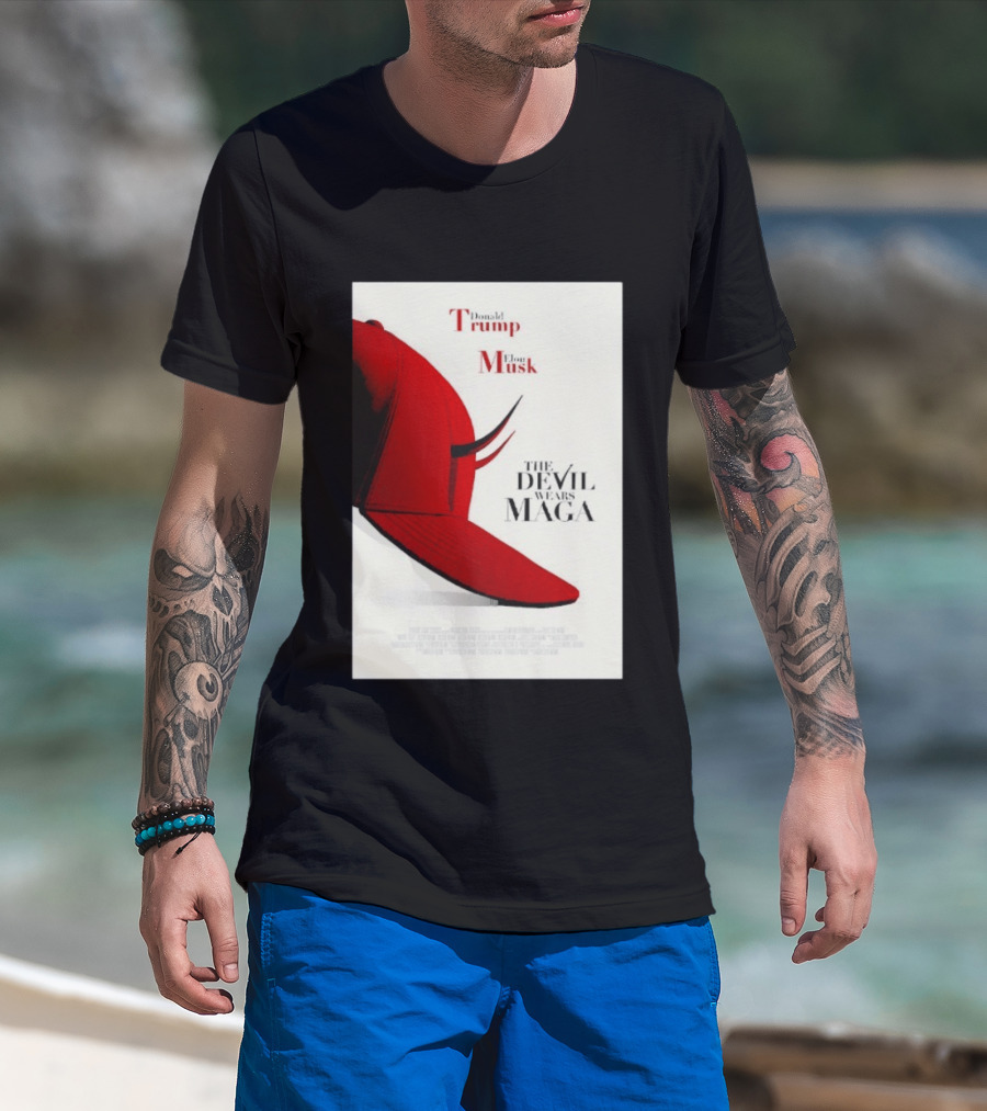 Donald Trump Elon Musk The Devil Wears MAGA Hat With Horns T-Shirt