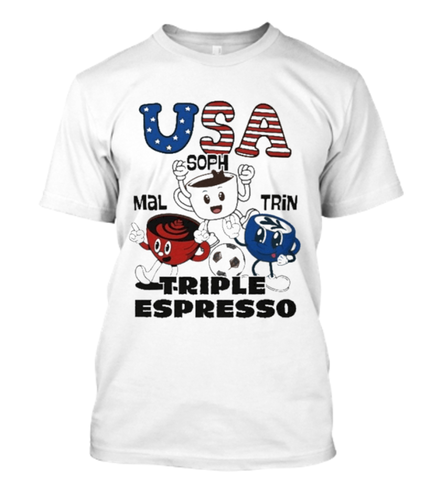 USA Triple Espresso Mal Soph Trin Soccer T-Shirt