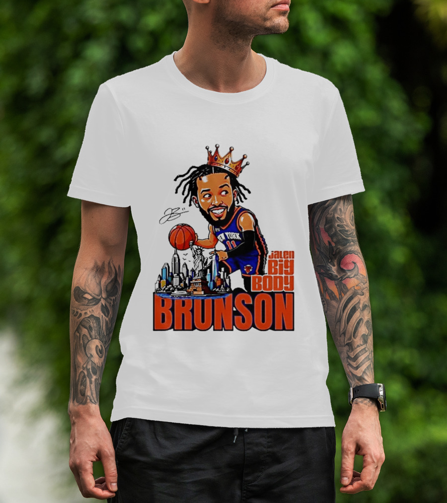 Jalen Brunson New York Knicks Big Body King 2026 Basketball Star With Crown And Skyline T-Shirt