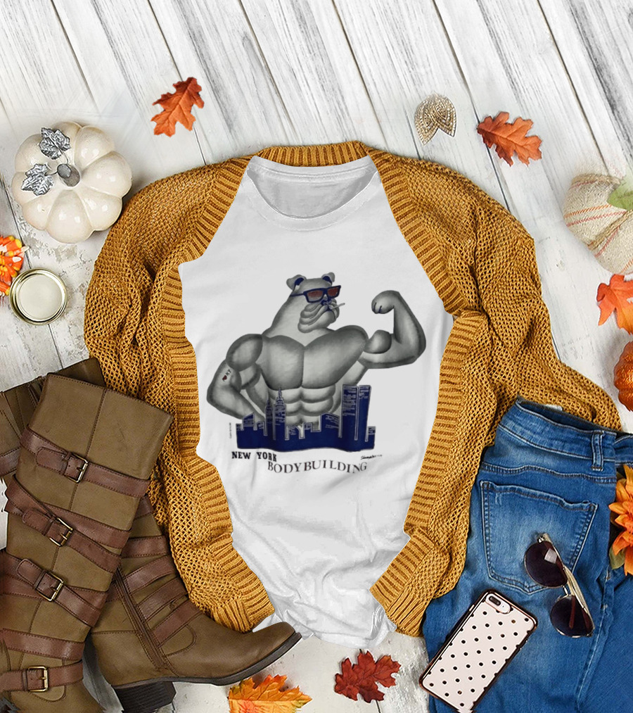 New York Bodybuilding Buff Bear Cityscape NYC T-Shirt