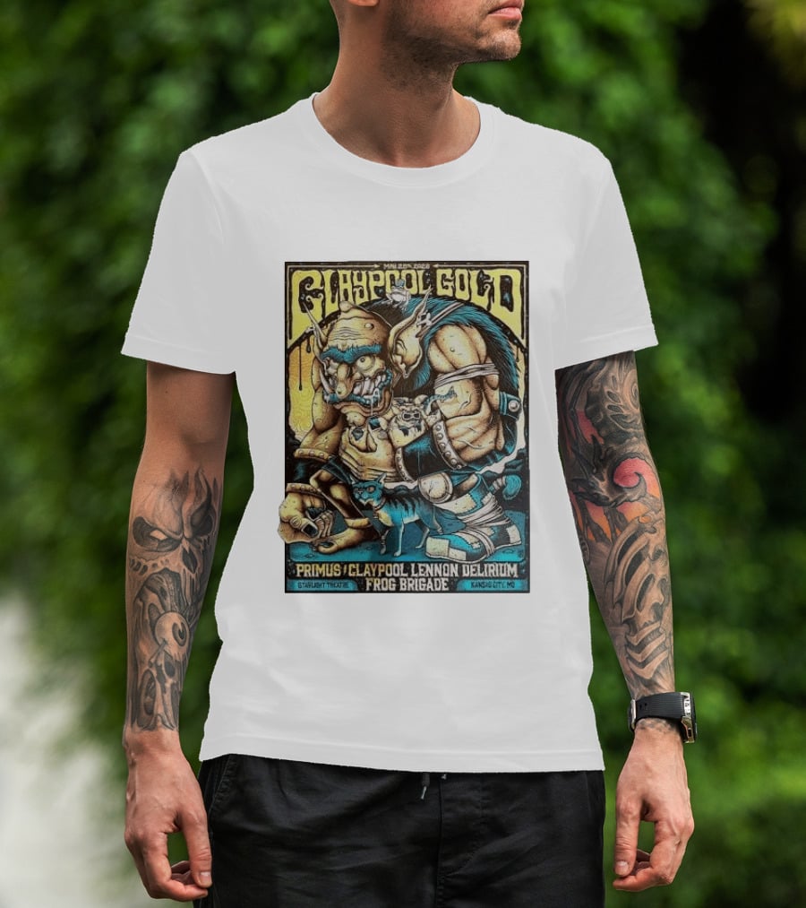 May 28 2026 Claypool Gold Primus Claypool Lennon Delirium Frog Brigade Starlight Theatre Kansas City MO T-Shirt