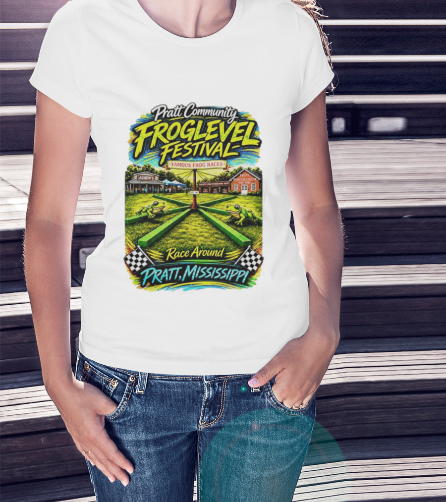 Pratt Community Froglevel Festival Famous Frog Races Race Around Pratt Mississippi T-Shirt