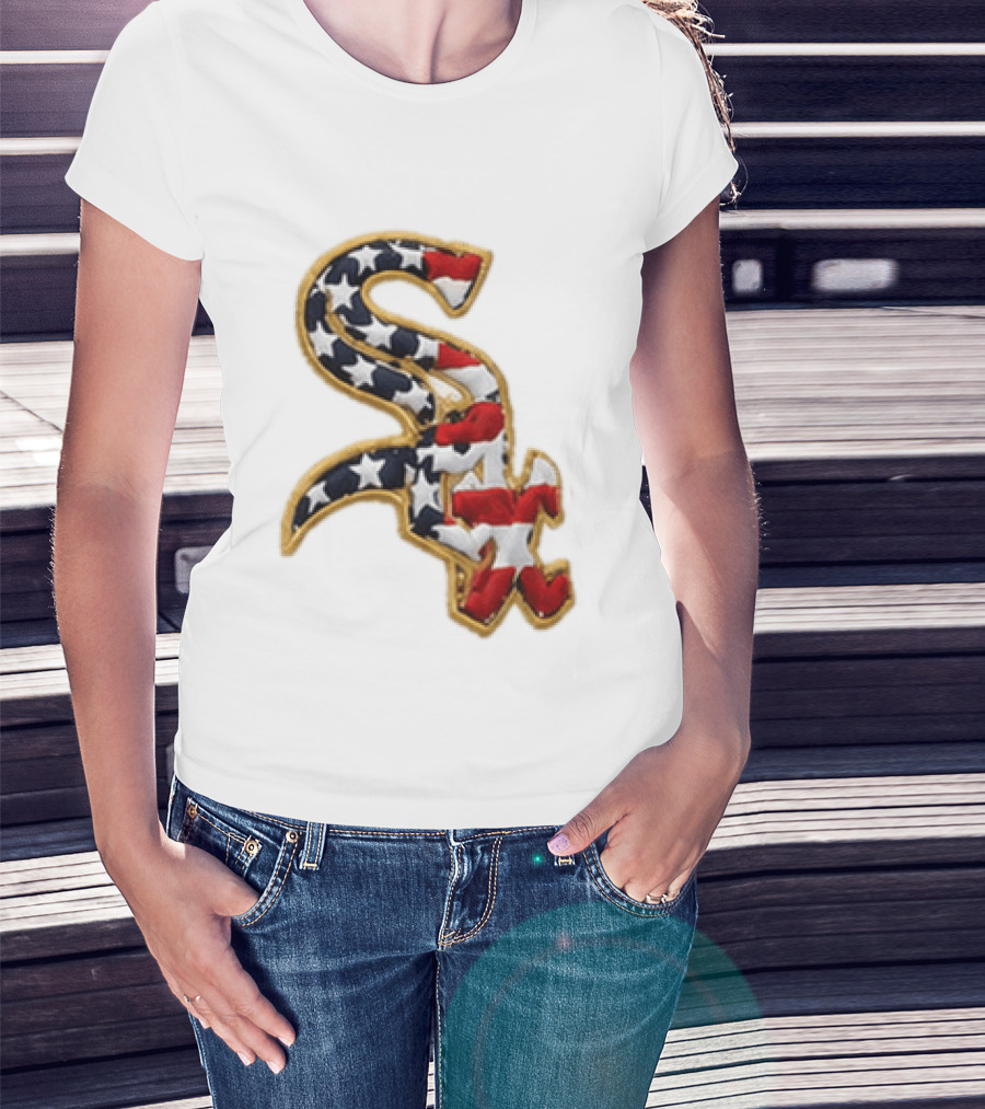 America 250th Anniversary White Sox Hat Patriotic Stars And Stripes T-Shirt