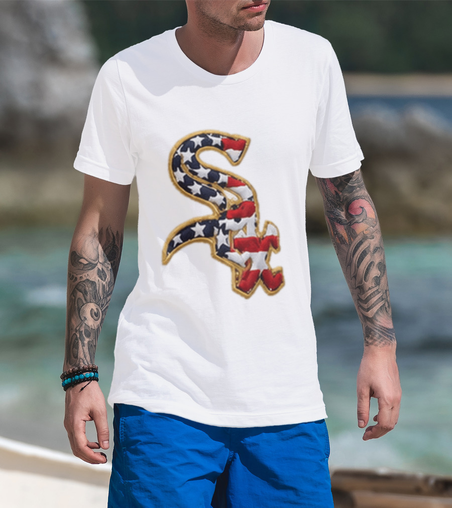 America 250th Anniversary White Sox Hat Patriotic Stars And Stripes T-Shirt