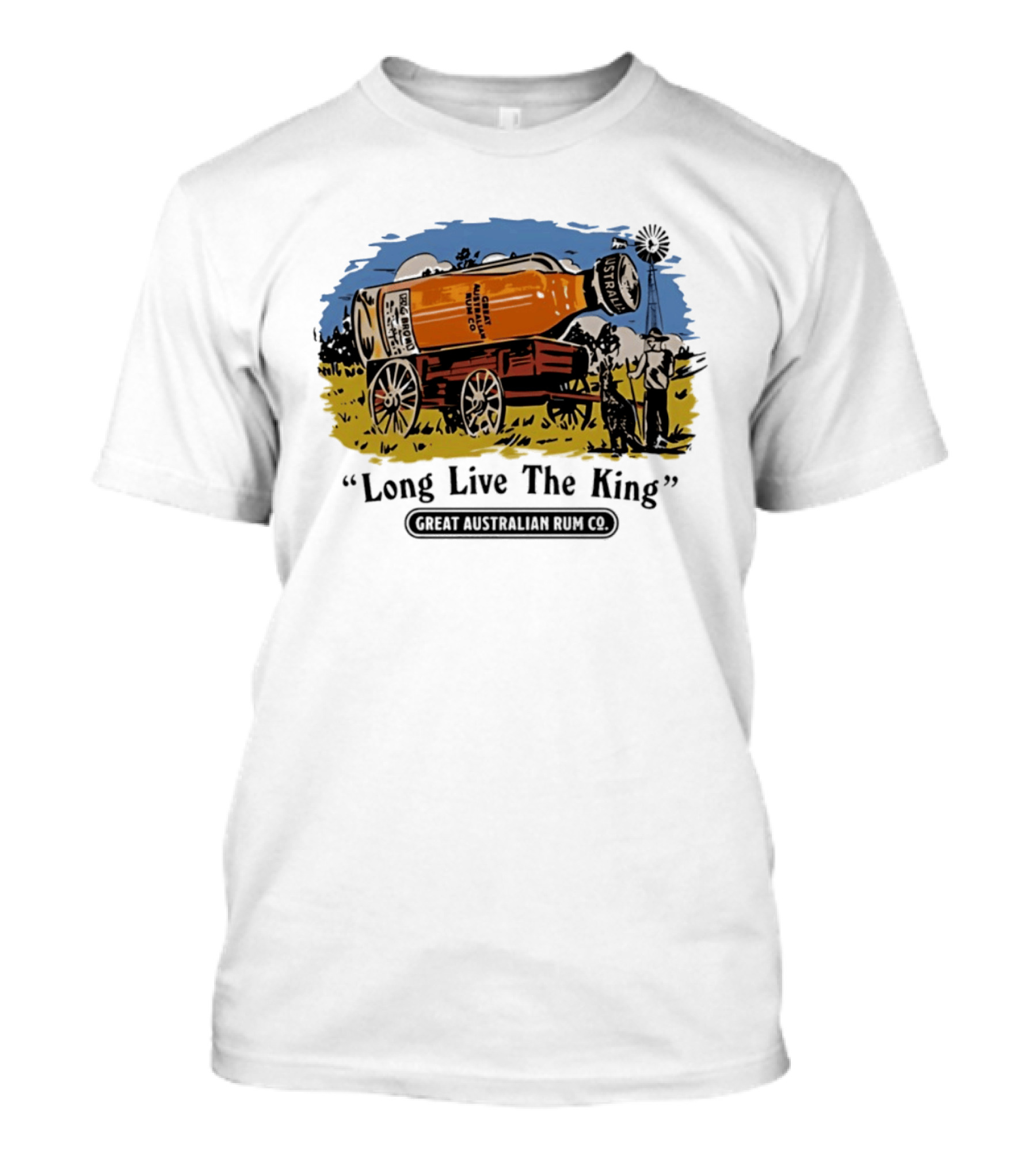 Long Live The King Great Australian Rum Co Vintage Wagon Scene T-Shirt