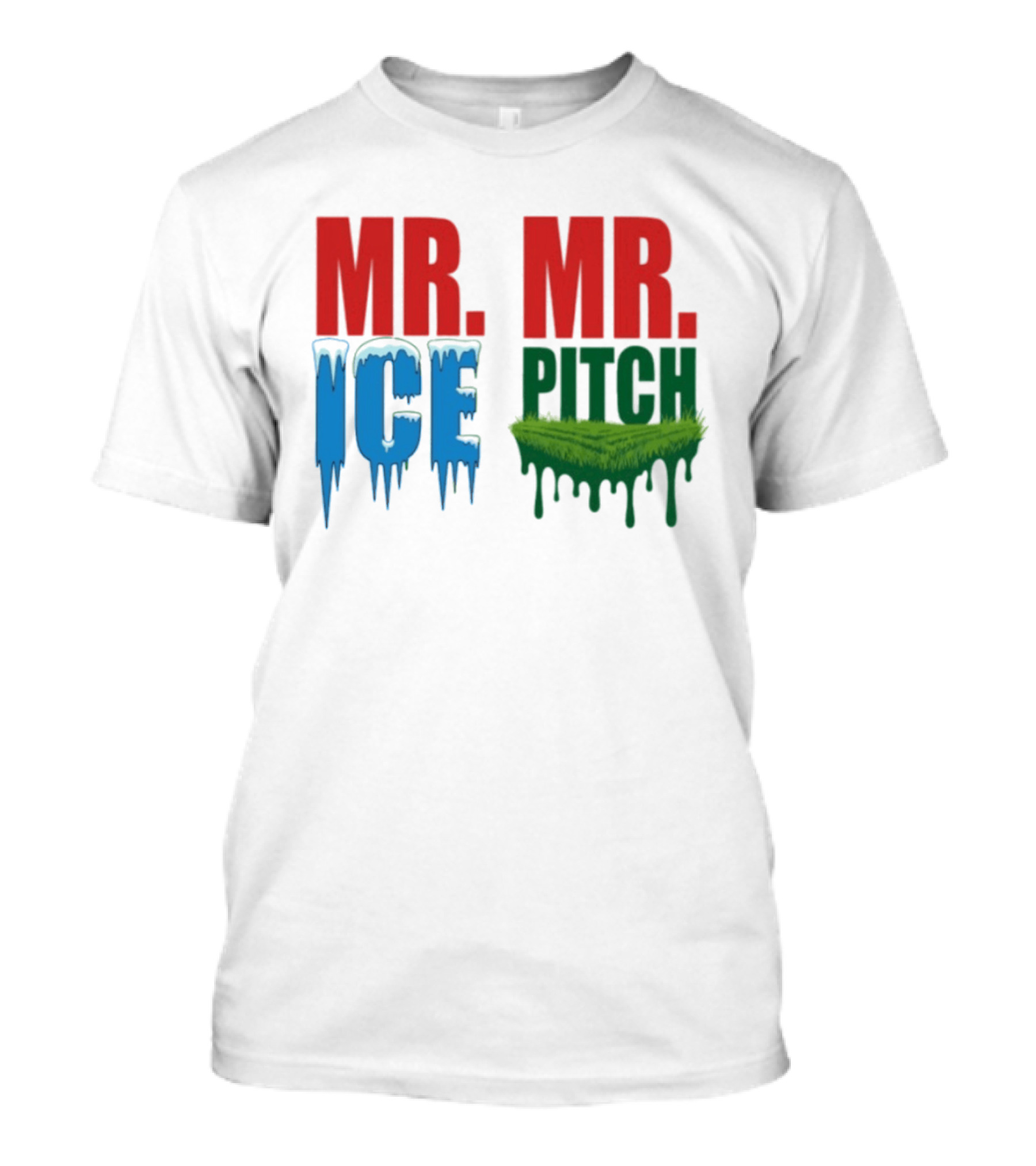 MR ICE MR PITCH Frosty Letters Green Grass Drips T-Shirt
