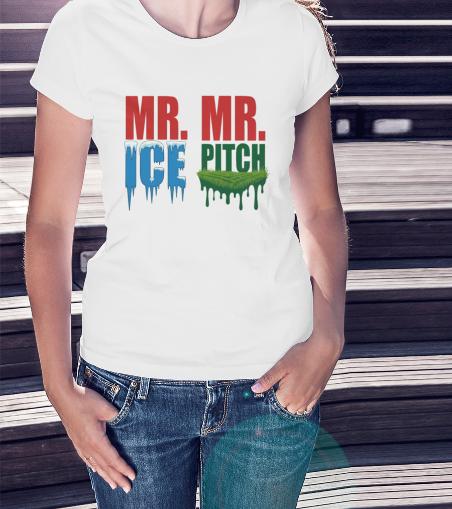 MR ICE MR PITCH Frosty Letters Green Grass Drips T-Shirt
